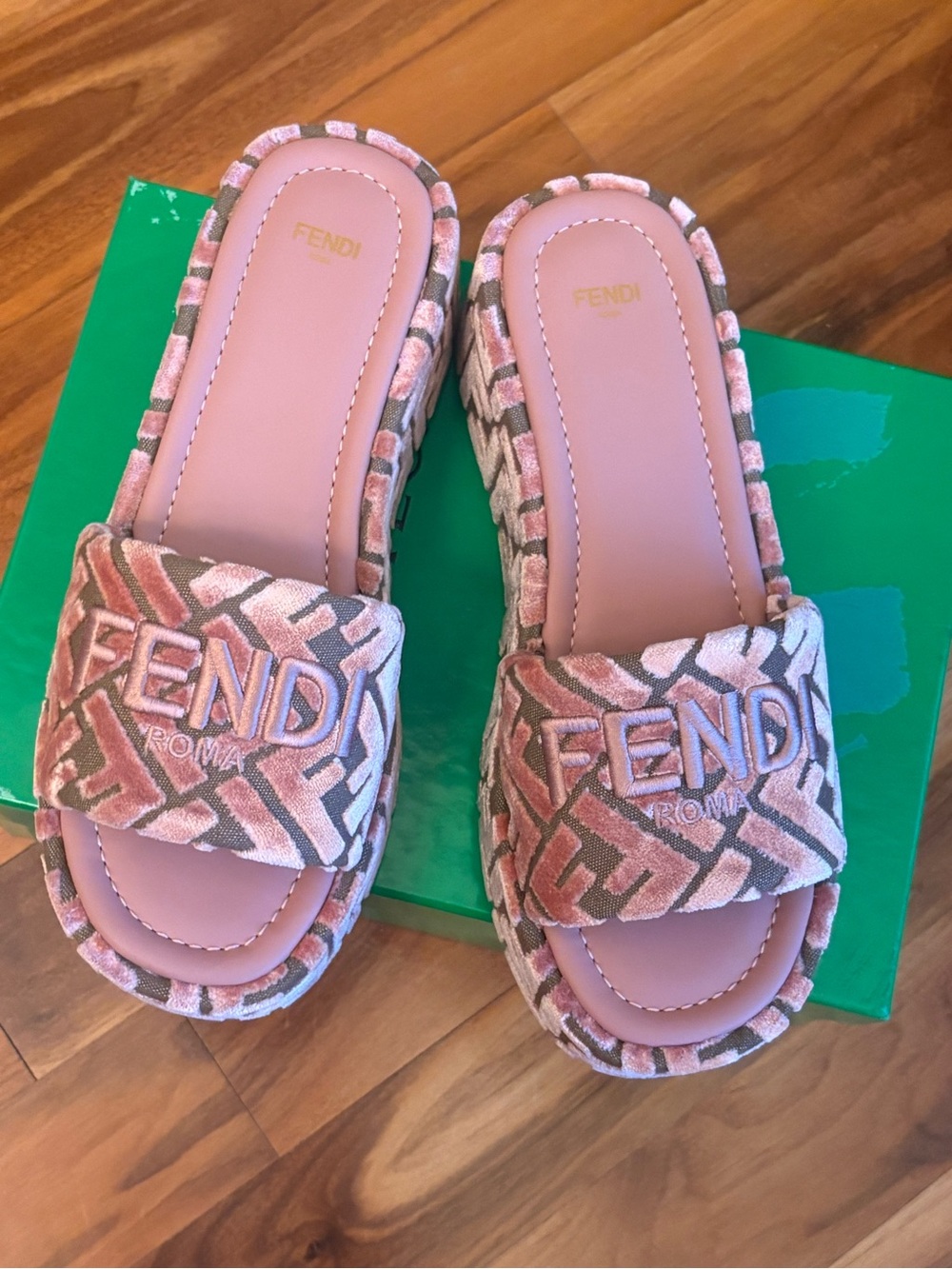 Fendi Sunshine FF Chenille Jacquard Platform Sandals, NEW - Picture 3 of 13